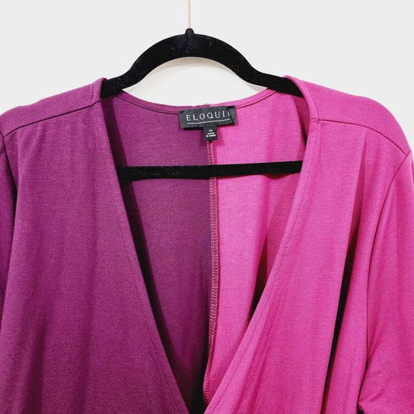 ELOQUII Colorblock Wrap Top Purple Fuchsia Stretch Knit NWT Womens Size Plus 24W - Picture 7 of 11